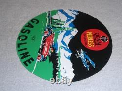 Vintage 1931 Signal Peerless Gasoline Airplane +car 11 3/4 Porcelain Metal Sign