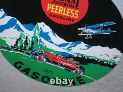 Vintage 1931 Signal Peerless Gasoline Airplane +car 11 3/4 Porcelain Metal Sign
