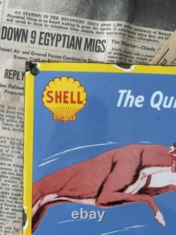 Vintage 1932 Shell Oil & Shell Petrol 8x12 Inches Porcelain Enamel Sign