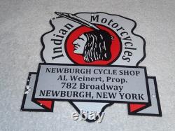 Vintage 1933 Indian Motorcycles Arrowhead 9 Porcelain Metal Gasoline & Oil Sign
