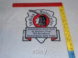 Vintage 1933 Indian Motorcycles Arrowhead 9 Porcelain Metal Gasoline & Oil Sign