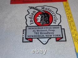 Vintage 1933 Indian Motorcycles Arrowhead 9 Porcelain Metal Gasoline & Oil Sign
