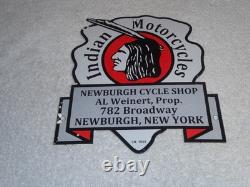Vintage 1933 Indian Motorcycles Arrowhead 9 Porcelain Metal Gasoline & Oil Sign
