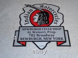Vintage 1933 Indian Motorcycles Arrowhead 9 Porcelain Metal Gasoline & Oil Sign