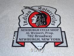 Vintage 1933 Indian Motorcycles Arrowhead 9 Porcelain Metal Gasoline & Oil Sign