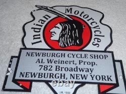 Vintage 1933 Indian Motorcycles Arrowhead 9 Porcelain Metal Gasoline & Oil Sign