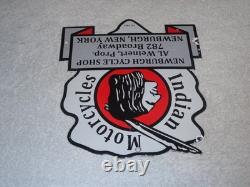 Vintage 1933 Indian Motorcycles Arrowhead 9 Porcelain Metal Gasoline & Oil Sign