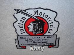 Vintage 1933 Indian Motorcycles Arrowhead 9 Porcelain Metal Gasoline & Oil Sign