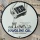 Vintage 1934 Havoline Oil Refining Company 12 Inch Porcelain Enamel Sign