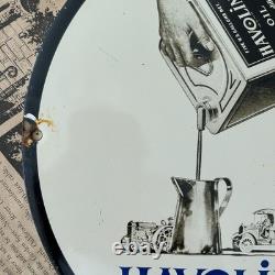Vintage 1934 Havoline Oil Refining Company 12 Inch Porcelain Enamel Sign
