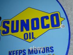 Vintage 1937 Mickey Mouse Walt Disney Sun Oil Co. Sunoco Porcelain Gasoline Sign
