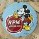 Vintage 1939 Rpm Motor Oil Disney Mickey Mouse 8x12 Inches Porcelain Enamel Sign