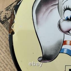 Vintage 1940 DX Lubricating Motor Fuel Dumbo 12 Inch Porcelain Enamel Sign