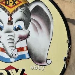 Vintage 1940 DX Lubricating Motor Fuel Dumbo 12 Inch Porcelain Enamel Sign