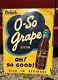 Vintage 1940's O-so Grape Soda Pop Gas Station 25 Embossed Metal Sign