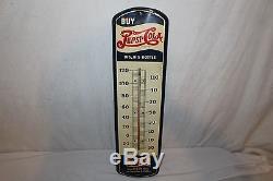 Vintage 1940's Pepsi Cola Double Dot Soda Pop 27 Metal Thermometer SignWorks