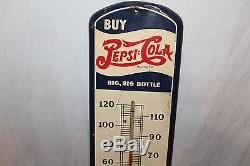 Vintage 1940's Pepsi Cola Double Dot Soda Pop 27 Metal Thermometer SignWorks