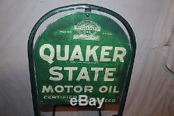 Vintage 1940's Quaker State Motor Oil Gas Station Display With6 Metal Cans Sign