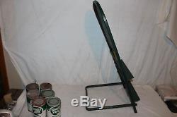 Vintage 1940's Quaker State Motor Oil Gas Station Display With6 Metal Cans Sign