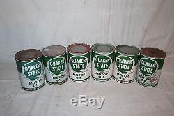 Vintage 1940's Quaker State Motor Oil Gas Station Display With6 Metal Cans Sign