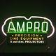Vintage 1940s Ampro Precision Equipment Neon Sign Advertising Panellit