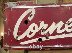 Vintage 1940s Barn Find Red & White Corner Cafe Neon Outdoor Business Sign