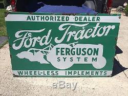 Vintage 1940s Large very rare Double sided Porcelain Ford Ferguson Dealer Sign