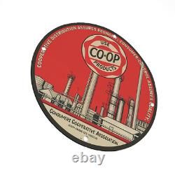 Vintage 1941 Co-op Products Porcelain Enamel Gas & Oil Garage Man Cave Sign