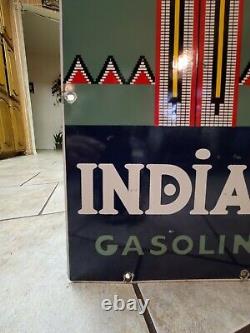 Vintage 1943 Indian Gasoline/oil Pump Plate Advertising Porcelain Metal Sign