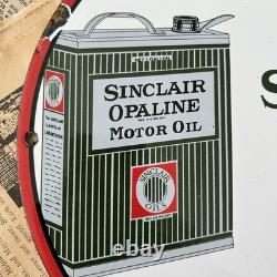 Vintage 1947 Sinclair Opaline Gasoline Dealer 12 Inch Porcelain Enamel Sign