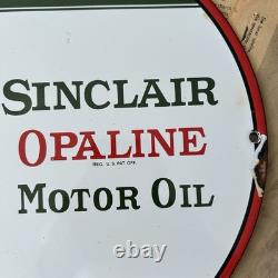 Vintage 1947 Sinclair Opaline Gasoline Dealer 12 Inch Porcelain Enamel Sign