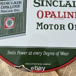 Vintage 1947 Sinclair Opaline Gasoline Dealer 12 Inch Porcelain Enamel Sign