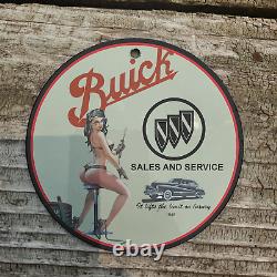 Vintage 1948 Buick Sales And Service Porcelain Gas Oil 4.5 Sign