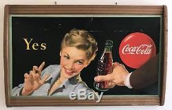 Vintage 1948 Coca-Cola / Coke Cardboard LITHO Display Sign in Original Frame