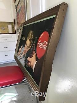 Vintage 1948 Coca-Cola / Coke Cardboard LITHO Display Sign in Original Frame