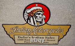 Vintage 1948 Indian Motorcycles Sales+ Service Porcelain Metal Gasoline Oil Sign