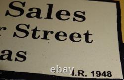 Vintage 1948 Indian Motorcycles Sales+ Service Porcelain Metal Gasoline Oil Sign