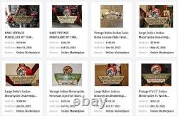 Vintage 1948 Indian Motorcycles Sales+ Service Porcelain Metal Gasoline Oil Sign
