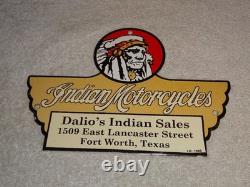 Vintage 1948 Indian Motorcycles Sales+ Service Porcelain Metal Gasoline Oil Sign