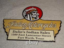 Vintage 1948 Indian Motorcycles Sales+ Service Porcelain Metal Gasoline Oil Sign