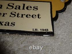 Vintage 1948 Indian Motorcycles Sales+ Service Porcelain Metal Gasoline Oil Sign