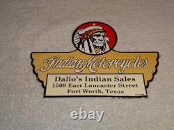 Vintage 1948 Indian Motorcycles Sales+ Service Porcelain Metal Gasoline Oil Sign