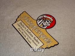 Vintage 1948 Indian Motorcycles Sales+ Service Porcelain Metal Gasoline Oil Sign