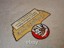 Vintage 1948 Indian Motorcycles Sales+ Service Porcelain Metal Gasoline Oil Sign
