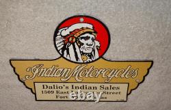 Vintage 1948 Indian Motorcycles Sales+ Service Porcelain Metal Gasoline Oil Sign