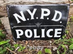 Vintage 1948 N. Y. P. D. Porcelain Police Sign New York Police 12 X 8