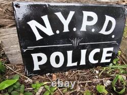 Vintage 1948 N. Y. P. D. Porcelain Police Sign New York Police 12 X 8