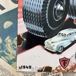 Vintage 1949 Firestone Tires 8x12 Inches Porcelain Enamel Sign