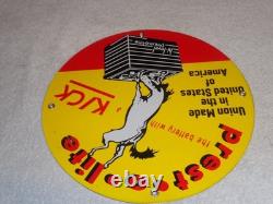 Vintage 1949 Prest-o-lite Battery Donkey 11 3/4 Porcelain Metal Gasoline Sign