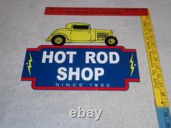 Vintage 1950 Hot Rod Shop Auto Parts Lightning 12 Metal Car Gasoline & Oil Sign
